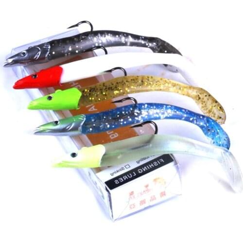 5pcs Lead Head Fishing Lures Silicone Baits Soft Lure 5 Colors Artificial Bait Wobblers for Bass Carp Fishing 11cm 19g