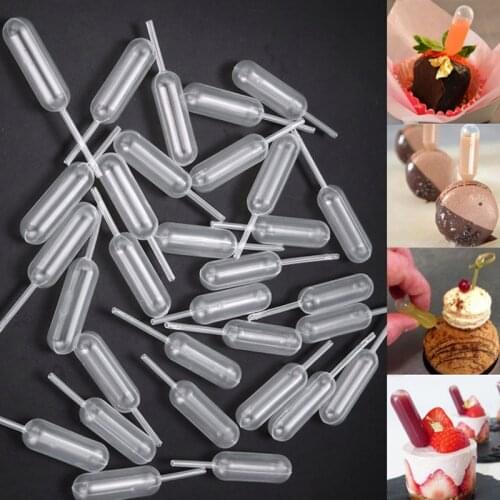 50/100Pcs Ice Cream Jelly Milkshake Droppers Straw Dropper Cake Disposable Straw Injector 4ml Transfer Pipettes Cupcake Tools