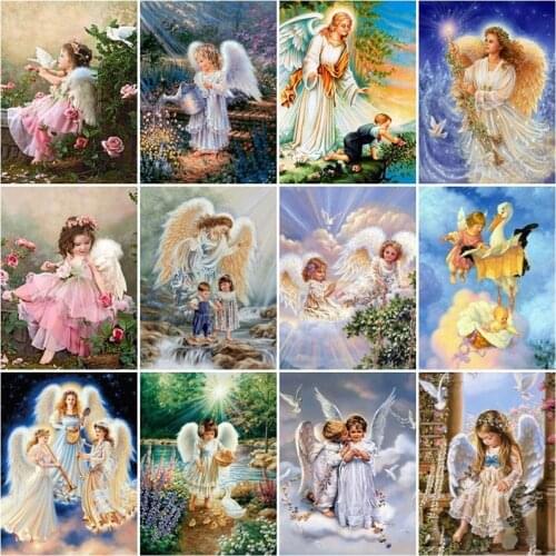 5d Diy Diamond Painting Angel Girl Picture Landscape Cross Stitch Kits Painting Full Diamond Mosaic Embroidery Wall Home Decor