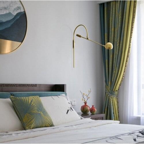 American Retro Rotatable Wall Lamp G9 LED Living room Wall Sconce Bedside Wall Light Reading Lamp Gold/Black Long arm Study Lamp