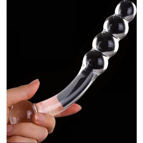 Double Head Pyrex Crystal Glass Anal Beads Butt Plug Dildo G Spot Prostate Massager Fake Penis Sex Toys for Men Women