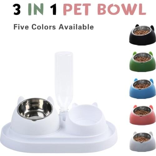 Cat Dog Bowl Automatic Feeder 15 Degrees Tilted Stainless Steel Cat Bowl Pet Food And Water Bowls For Cats Dogs Feeders Cat Bowl