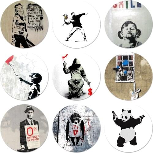 Banksy Street Art Icons Pins Badge Decoration Brooches Metal Badges For Clothes Backpack Decoration