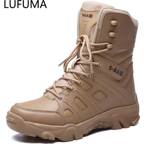 Military Tactical Mens Boots Special Force Leather Waterproof Desert Combat Ankle Boot Army Work Mens Shoes Zapatillas Hombre