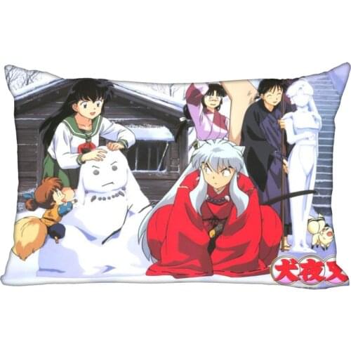 HOT SALE Inuyasha Pillow Cover Bedroom Home Office Decorative Pillowcase Rectangle Zipper Pillow cases Satin Fabric No Fade