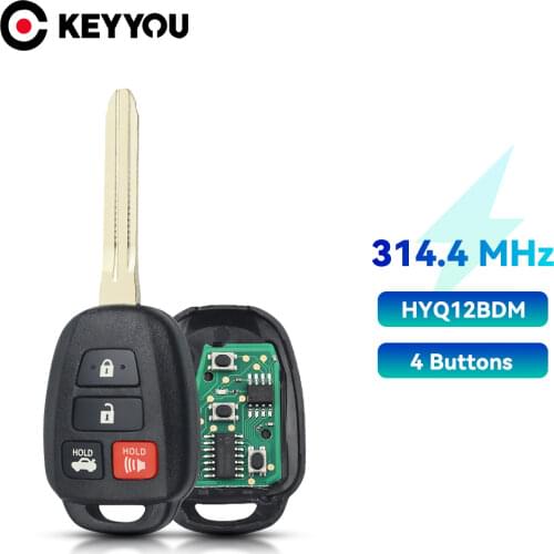 KEYYOU For Toyota Camry Optional Camry Corolla 2012 2013 2014 2015 2016 2017 Fob 314.4Mhz HYQ12BDM G Chip Remote Car key