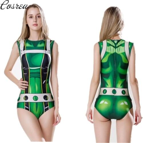 Anime Boku No Hero Academia Costume Spandex Swimsuit Froppy Dabi My Hero Academia Cosplay Asui Tsuyu One-piece Swimwear Girl