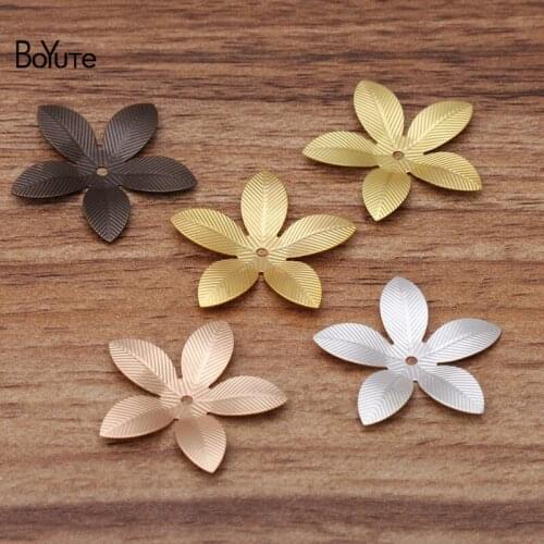 BoYuTe (50 Pieces/Lot) 26MM Metal Copper Stamping Flower Jewelry Accessories Diy Hand Made Materials Wholesale