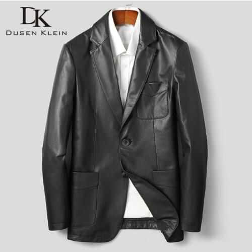 Men Genuine Leather Jacket Real Sheepskin Leather Suit Casual Black Red Pockets 2020 Autumn New Jacket for Man 2029
