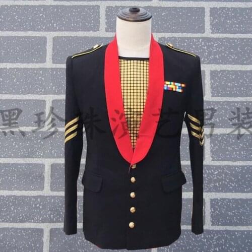 Men suits designs black stage costumes for singers mens slim long blazer dance clothes jacket star style dress punk new fashion