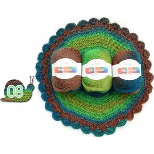 Soft Worsted Yarn Rainbow Gradient Colors DIY Baby Knitting Wool Shawl Scarf Sweater Crochet Thread Supplies QXNB
