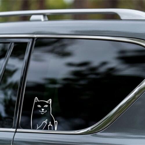 CAT Middle Finger Decal Sticker Vinyl Sticker Car Window Car Bumper Mac Book Water Bottle H044