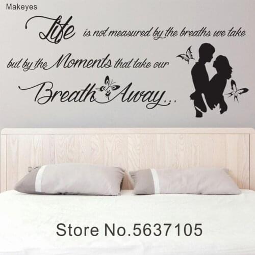 Makeyes Quote Wall Decals Wall Sticker Livingroom Decor Life is not Measured Words Art Home Warm Decoration Vinyl Design Q058