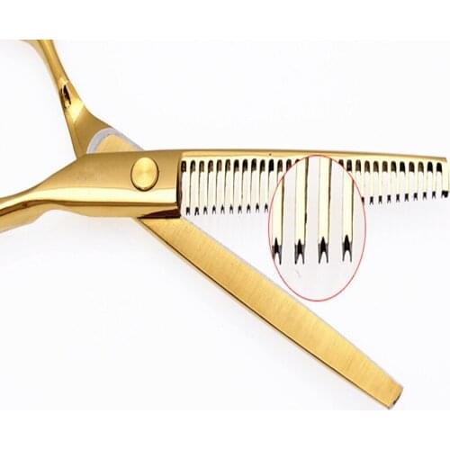 1pcs Golden titanium 6 inch Hairdressing Scissors Cutters Thinning scissors set for styling tools Salon Salon Tools Hairdressing