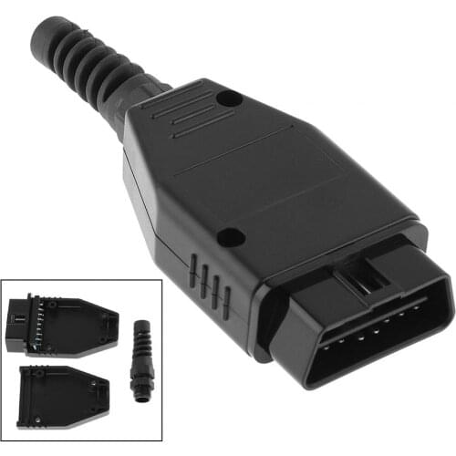 OBD II OBD2 16Pin Male Extension Opening Cable Auto Car Diagnostic Interface Connector Plug with SR Shell and PCB Green Board