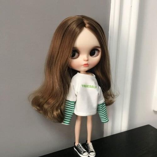 Blyth doll clothes stripes T-shirt for azone ob24 ob27 pullip blyth Doll Accessories hoodie for barbie doll 1/6 clothing set
