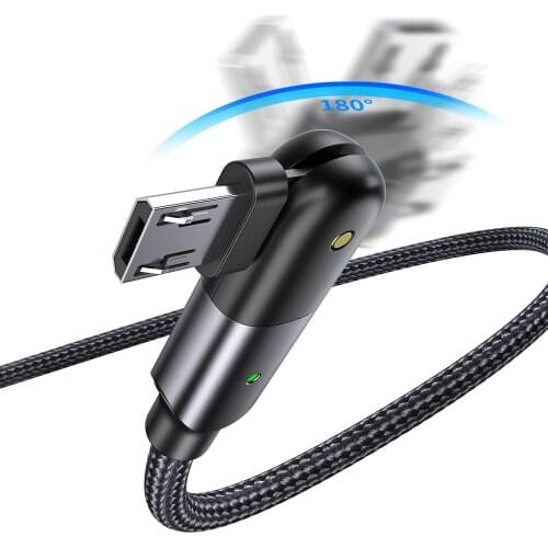 Micro Usb Cable Rotatate Cable For Phone 90 Degree Gaming Charging Cord For Samsung Xiaomi Microusb Cable Cellphone Accessories