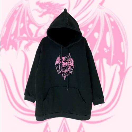 Ruibbit Japanese Punk Goth Hoodies Gothic Harajuku Long Sleeve Plush Pullover Hoodies Streetwear Y2K Women O Neck Hoodies