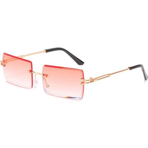 Brand Design Luxury Rimless Sunglasses For Women Men Fashion Retro Vintage Ladies Square Gradient Cutting Sun Glasses Eyewear