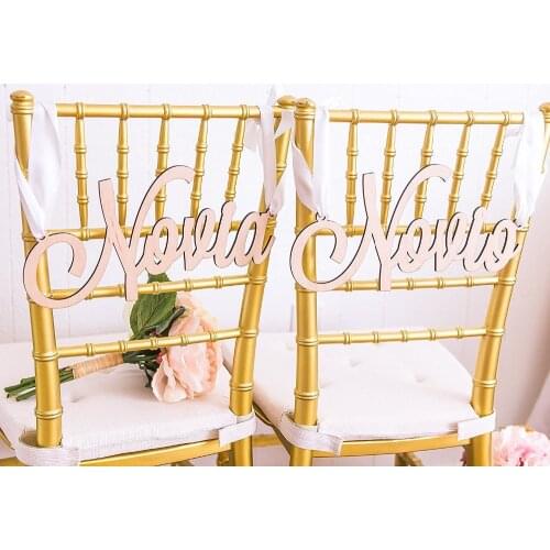 Novia and Novio Chair Signs for Wedding, Hanging Chair Signs Wooden Wedding Signs Bride & Groom Spanish Wedding Sgns