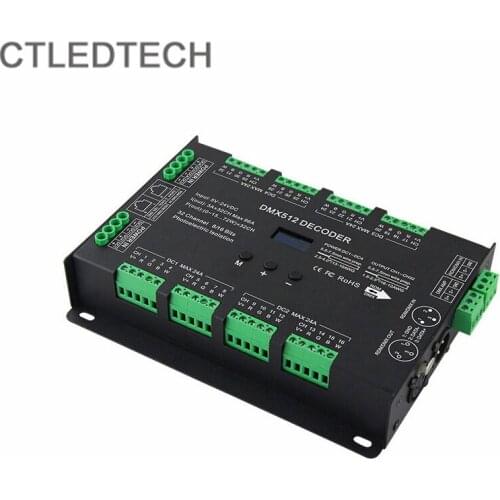 LED DIM CCT RGB RGBW Strip Light Controller DMX512 Decoder 32 channels output 32 channels High Frequency 1K2K4K8K Selectable