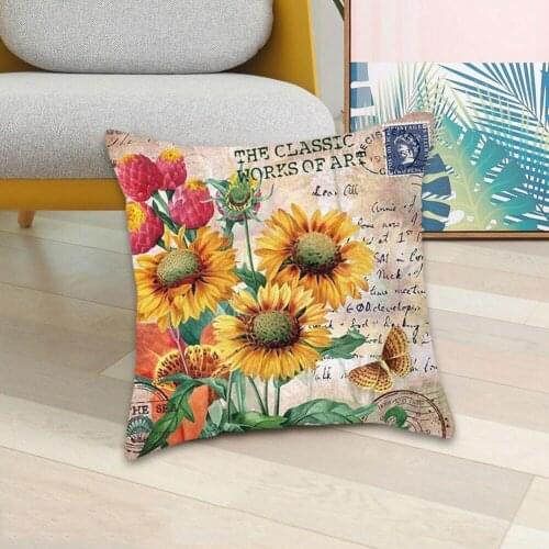 Vintage handpainted floral landscape print peach skin Elegant Car LIving Cover Home Gift Room Sofa Cushion pillowcase Decor O7O4