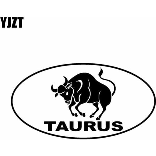 YJZT 14.8CM*7.9CM TAURUS Oval Vinyl Decal Car Sticker Zodiac Horoscope Black Silver C10-01587