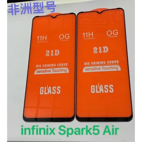 10PCS 21D Full Glue Tempered Glass For Infinix Spark 5 Air 10H Full Screen Cover Screen Protector Film For Infinix Spark5 Air