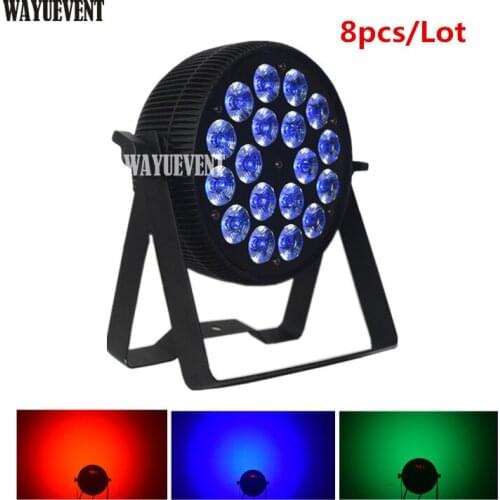 8pcs LED Par 18x12 W RGBW 4IN1 Powercon cable 18x15W RGBWA 5IN1 18x18W RGBWA+UV Controller DMX Led Flat Par dj party wash light