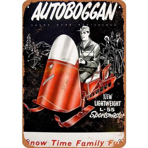8 x 12 Metal Sign - Vintage Look 1962 Autoboggan Snowmobiles