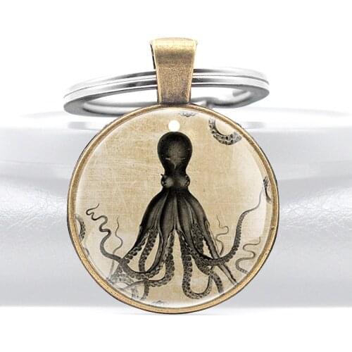 Antique Bronze Steampunk octopus Design Pendant Key chain