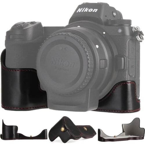 Ableto PU Leather case Half body set Case cover Grip for Nikon Z7 Z6 Camera Bag with Battery Opening