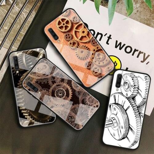 Mechanical Gears steampunk Tempered Glass Case For Samsung Galaxy A10S A10E A20S A20E A30S A40 A50S A60 A70 A80 A90 A6 A7 A8