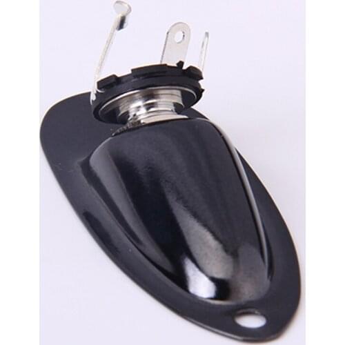 Black Boat Shape Plate Electric Guitar Input Output Jack w 2 Mounting screws