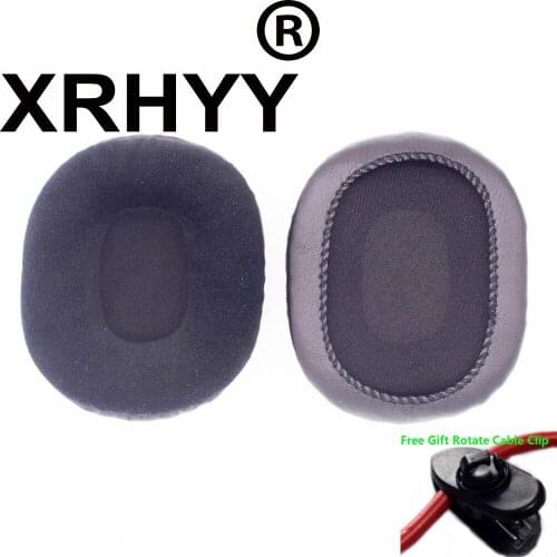 XRHYY Black Velvet Replacement Ear Pad Earpads Cushion Cover For Audio-Technica M-Series Headphones With Free Rotate Cable Clip