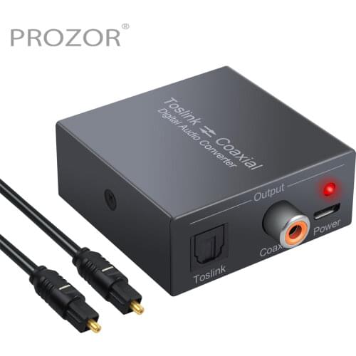 PROZOR Bi-Directional SPDIF & Coaxial Converter 192 KHz Digital Audio Converter SPDIF Coaxial and Toslink Optical Splitter