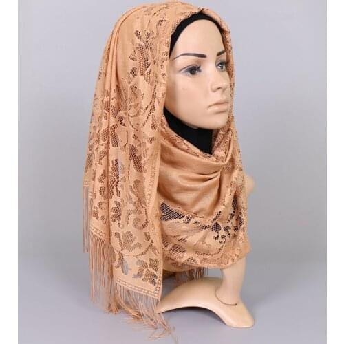 Elegant Wedding Tassel Shawl Female New Pure Color Hollow Lace Party Bride Bridesmaid Mesh Yarn Temperament Evening Scarf