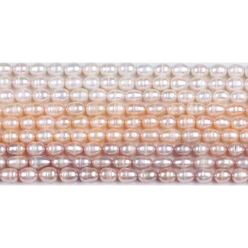 Hot Sale 4-5mm White Pink Purple Colors Rice Shape Loose Beads Natural Freshwater Pearl Strand For Jewelry Making