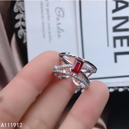 KJJEAXCMY Fine Jewelry Natural Ruby 925 Sterling Silver New Adjustable Gemstone Women Ring Support Test Exquisite