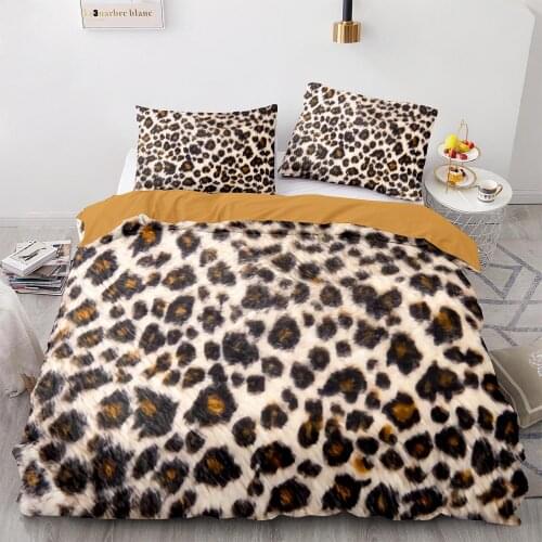 Leopard Print Duvet Cover Sets Tiger Stripes Comforter Cover Pillowcases Beast Skin Patterns Bedding Set Queen King Full Size