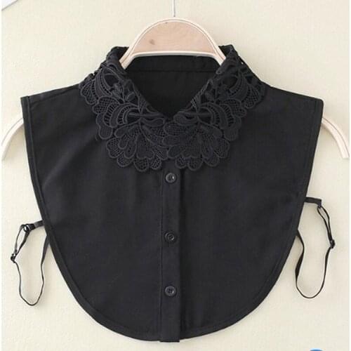 Korean hollow lace fake female shirt silk chiffon decoration Shirt black peter pan detachable chiffon sweater dummy collar