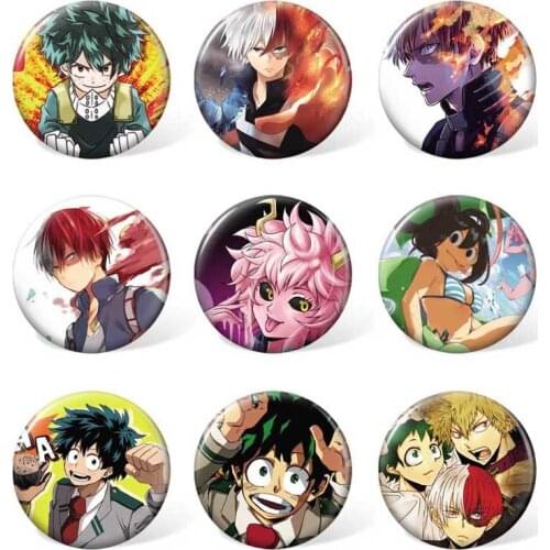 9pcs 58mm My Hero Academia Midoriya Izuku Cartoon Badge Anime Round Brooch Pin