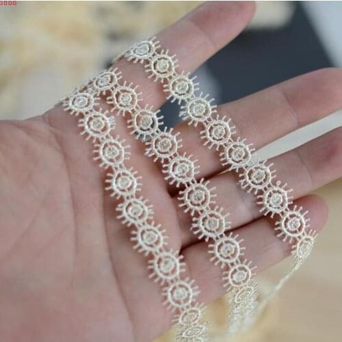4 Meters Yellow Beige Cute Embroidery Lace Trimming Wedding Lace Trim for Bridal Gown Dresses Accessories 1cm