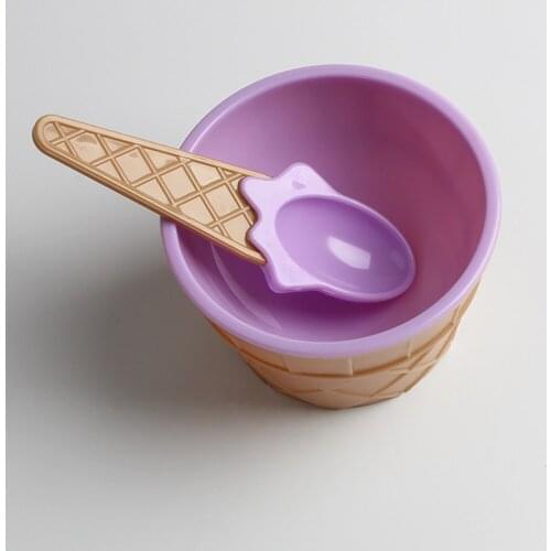 Ice Cream Dessert Bowl Spoon Plastic 6 Color Containers With Spoon Storage Boxes Kids DIY Kits Accessories Childrens Mixing Cup