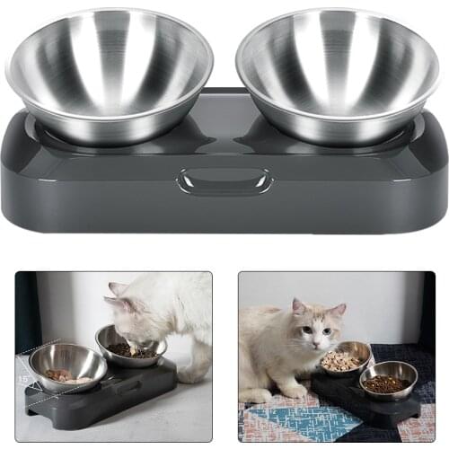 Pet Bowl Pet Feeder Food Water Bowl Feeding Container Stainless Steel Pet Feeding Drinking Dishes For Cat Dog Small Pet Supplies