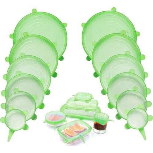 Set Of 6 Silicone Elastic Round Lids Pot Cup Bowl Covers Resistant