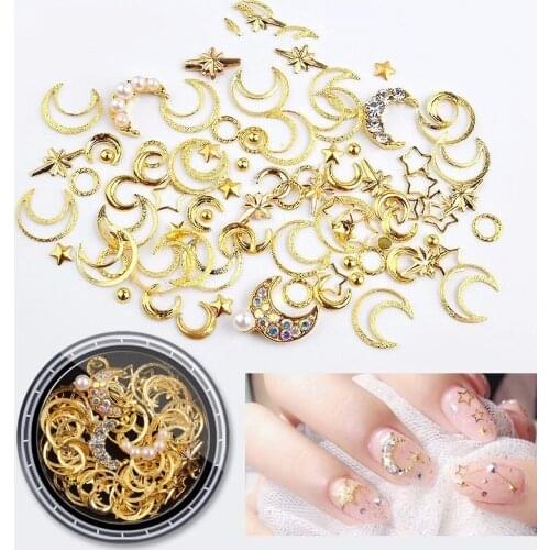 Pulaqi Japanese New Nail Star Month Rhinestone Jewelry Hybrid Set With Copper Round Rivet Sequined Nail And Diamond Decoration F