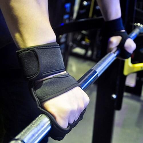 New 1 Pair Weight Lifting Training Gloves Women Men Fitness Sports Body Building Gymnastics Grips Gym Hand Palm Protector Gloves