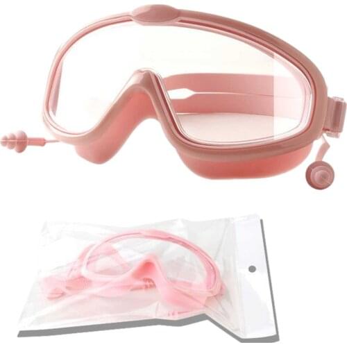 Swimming Goggles Comfortable Silicone Large Frame Adjustable Swim Glasses Children Anti-Fog UV Waterproof Swimming Eyewear