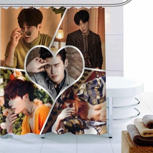 Custom KPOP Lee Jong Suk Shower Curtain Waterproof Fabric Bath Curtain 180X180cm Polyester Fabric Bathroom Curtain